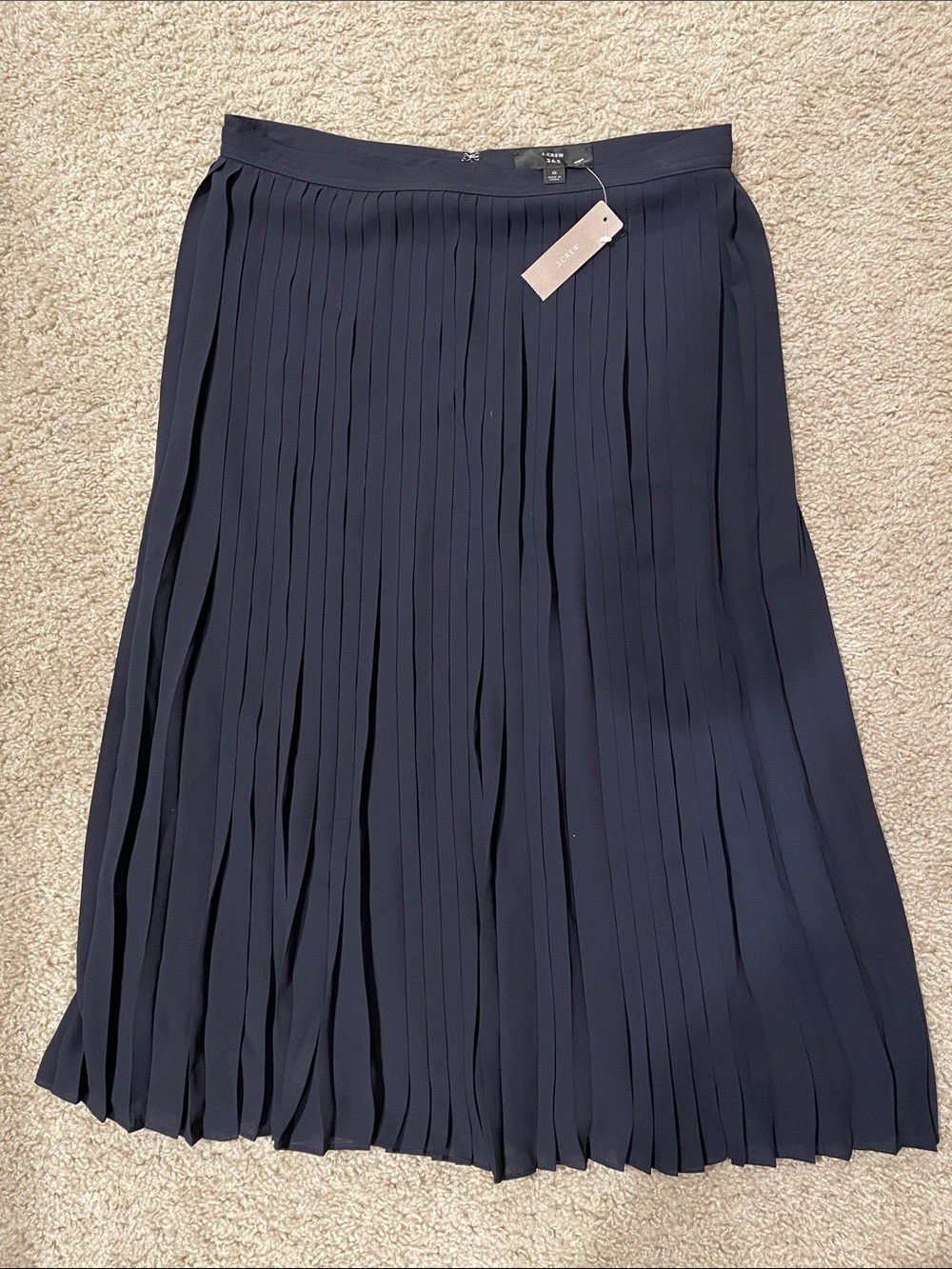 J. Crew Navy Pleated Midi Skirt